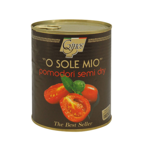 Pomodori Semi-dry "O SOLE MIO", Mitades de tomate semiseco en aceite con albahaca